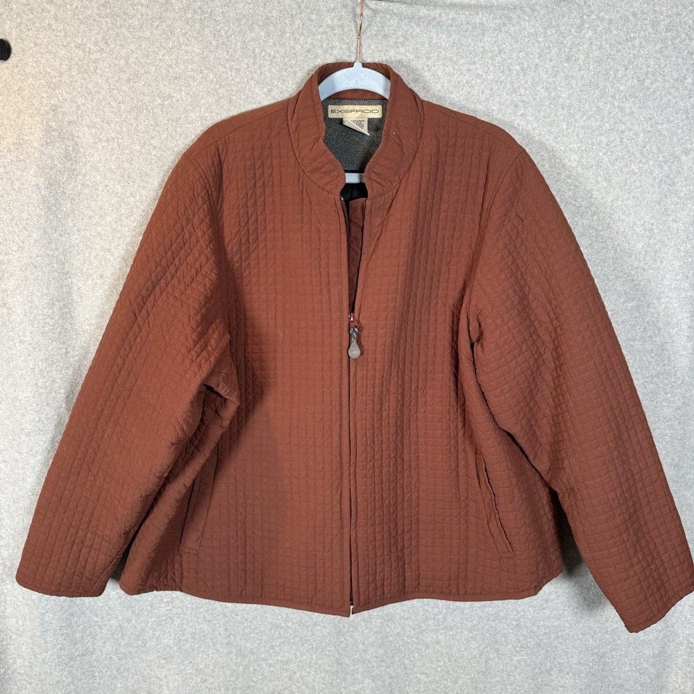 Exofficio Waffle Jacket Mens XL Burnt Orange Nylon Zip Up Outdoor Hiking